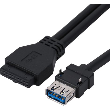 Câble USB 3.0 19/20 broches pour montage sur panneau avant de carte mère de bureau avec pieds fixes (0,3 m)