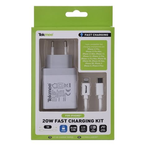 CARICATORE PRESA USB C + CAVO IPHONE 1MT