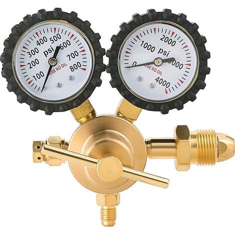 Régulateur d'azote 0-800 psi, raccord de sortie mâle évasé 1/4 po, poignée robuste, soupape de décharge à réarmement automatique, régulateur de réservoir d'azote (1/4)