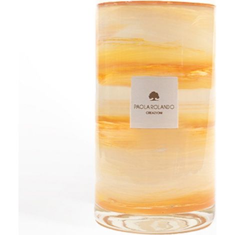 Vaso in vetro artigianale per arredo casa Marble H 20 - Arancione