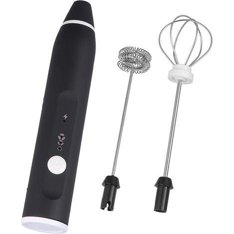 Batteur à œufs rechargeable et mousseur à lait électrique avec batterie USB 3 niveaux pour café et cuisine Noir (1/5)