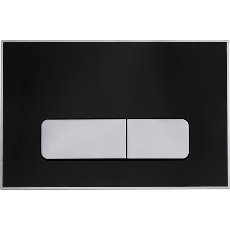 Balneo Plaque de commande WC IXO noire - plaque encastrée pour bâti-support - double touche 2 fonctions (1/4)