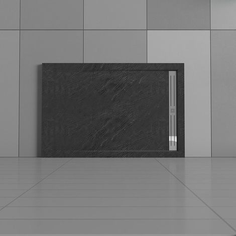 70x90x3cm Rechteck Für Duschkabine Duschwand Duschtasse Schwarz Stein-Effekt Duschwanne (1/5)