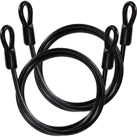 2 Câble antivol, Acier galvanisé 6mm, Revêtement PVC noir, Double boucle, Pour vélo et bagages (1/5)