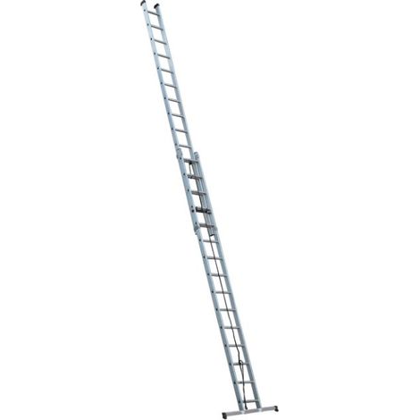 Escalux – Échelle télescopique aluminium 2x15 marches – Hauteur de travail 8 m – Charge maximale 150 kg – Montants rigides 80x24 mm