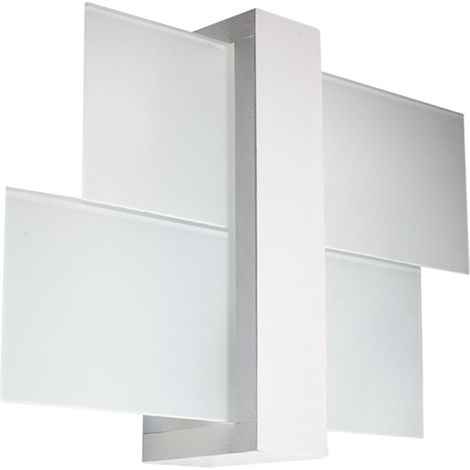 Lampada da parete lampada da parete in legno lampada da parete in vetro satinato lampada da parete per interni in legno bianco corridoio, 1x E27, LxH 30x30 cm