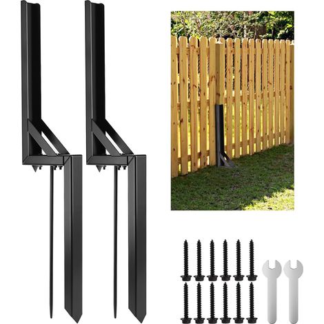 Lot de 2 kits de réparation de poteaux de clôture, piquets de support de poteaux de clôture, piquets d'ancrage fixes robustes pour clôtures en bois, portails de jardin, poteaux de boîte aux (1/5)