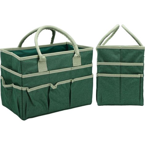 Sac de rangement pour loisirs créatifs, 10 poches, tissu Oxford, spacieux, pour fournitures scolaires, outils de couture et de jardinage, vert (1/5)