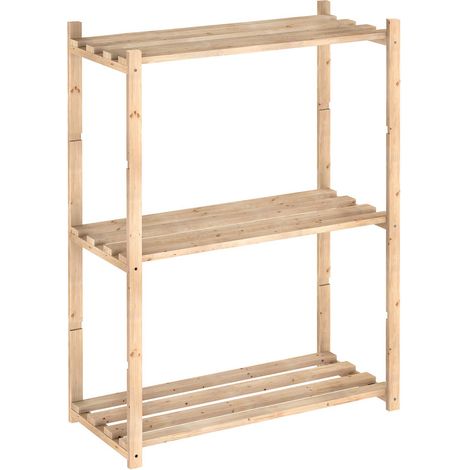 Astigarraga – Etagère 3 tablettes réglables en pin massif 88x65x30cm – Charge 40kg par tablette – Fixations murales fournies