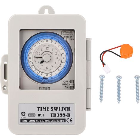 Minuterie mécanique de 24 heures avec couvercle Transparent, interrupteur horaire Minimum de 15 minutes pour dispositif de Production de lampadaires TB388-R (1/5)