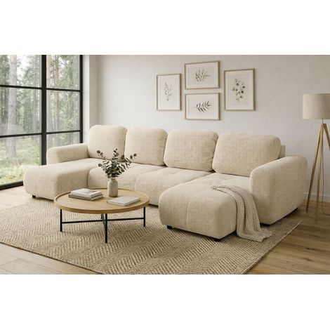 Wohnlandschaft mit Schlaffunktion BRUSK Sofa in Stoff Pop Creme (1/5)