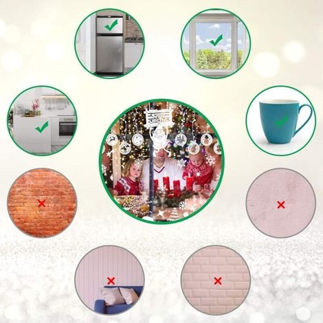 9 adesivi natalizi per finestre, decorazioni natalizie statiche in PVC, fiocchi di neve per porte e finestre in vetro, decorazioni natalizie per interni (1/3)