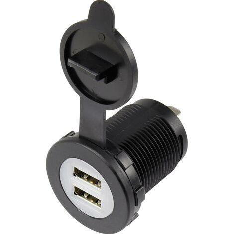 Double embase femelle USB avec capot anti-poussière embase femelle, verticale 2 voies, Avant rond Ø (1/3)