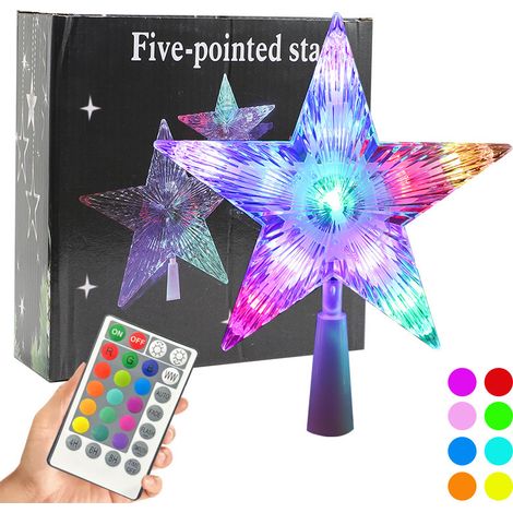 Décoration pour sapin de Noël, guirlande lumineuse LED - USB, diamètre 22 cm, forme d'étoile et de pointe (télécommande à 28 touches), cadeau de Noël (1/5)