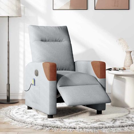 Maison Exclusive - Poltrona Reclinabile Massaggio Elettrica Grigio Chiaro Tessuto