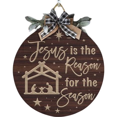 Décoration de porte ronde en bois avec nœud, suspension de Noël pour porte d’entrée, extérieur, mur, fêtes (1/5)