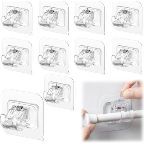 Supports de tringle adhésifs lot de 10 - clips transparents 5,7 x 4 cm pour rideaux (1/5)