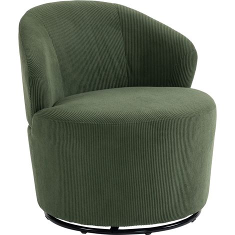 Fauteuil moderne pivotant 360 degrés avec base ronde, design élégant pour salon et chambre, couleur verte, confort assuré (1/5)
