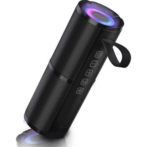 Enceinte Bluetooth Portable 14W, Haut-Parleur Bluetooth 5.0 sans Fil avec Lumière LED et Son Stéréo HD, Double Couplage, Microphone Intégré, 24H de Lecture, pour la Maison,Extérieur,Voyage… (1/5)