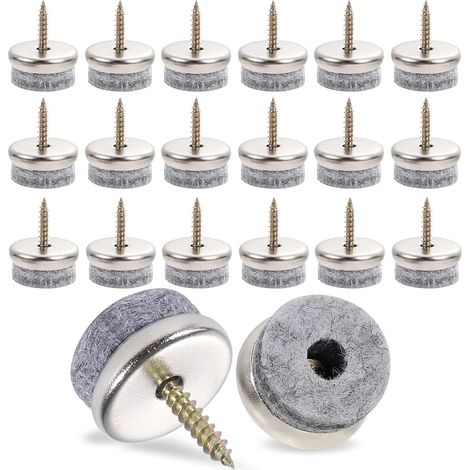 32 embouts de chaise en feutre, embouts en feutre à visser de 28 mm avec vis pour chaises, meubles et carrelage (gris) (1/5)