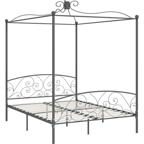 Maison Exclusive - Himmelbett-Gestell Grau Metall 160 x 200 cm