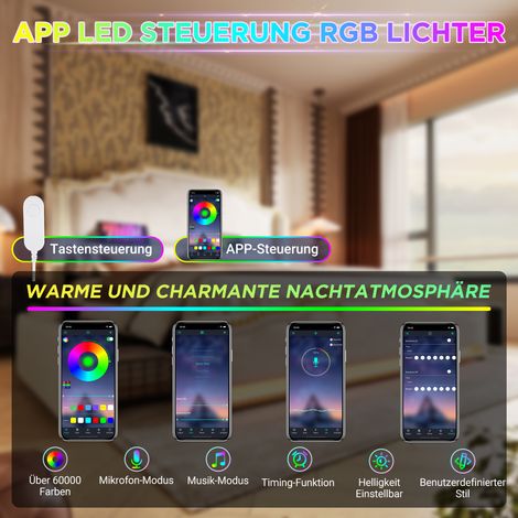 Lit double 160x200 cm avec 4 tiroirs, sommier à lattes, éclairage LED et port USB-C, tête de lit rembourrée, velours beige, matelas inclus, meuble de rangement pour chambre adulte ou ado (1/5)