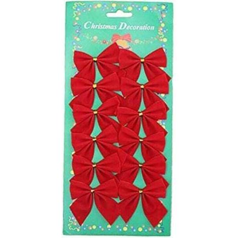 12 noeuds rouges de décoration pour couronnes de Noël, arbres de Noël et Nouvel An (50 mm) (1/4)