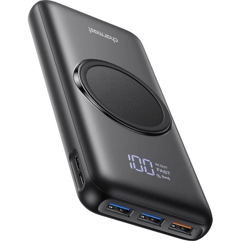 Batterie externe sans fil 20 000 mAh - Charge inductive - 22,5 W PD/QC 3.0 - Batterie externe pour téléphone portable avec écran LED - Compatible avec iPhone 17 16 15 14 13 12 Pro max Samsung (1/5)