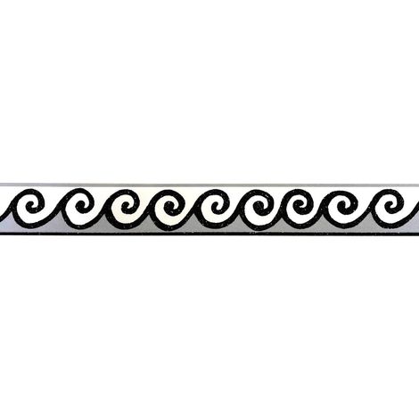 AS Creation Glitter Swirl Wallpaper Border Black Grey White Textured Modern