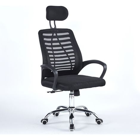 Poltrona ufficio Colin cm 46x62x107 in tessuto mesh nero e base cromata (1/3)