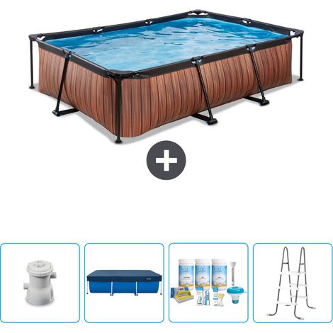 Exit-toys Piscina Exit Rettangolare - Effetto legno - 300x200x65 cm - 5-pezzi SCB6 (1/4)