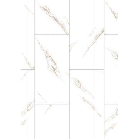 Mexen River White campione di pannelli vinilici 610 x 305 mm SPC 6,5 mm, sottostrato IXPE 1,5 mm, 4 V-Fugo, Jazz White - F1150- (1/2)