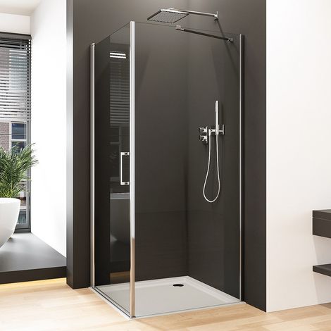 WDWRITTI Duschkabine 80x90 cm Eckeinstieg Pendeltür mit Seitenwand Drehtür Schwingtür Duschabtrennung Duschwand 6mm NANO Beschichtung EGS Sicherheitsglas Höhe 195cm