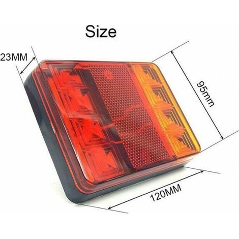 LED-Rückleuchten, E8-geprüfte Multifunktions-Anhängerleuchten, superhelles gelb/rotes Licht, Blinker/Brems-/Abbiegeleuchten, IP65 wasserdicht für LKW/Anhänger 120 x 95 x 22 (1/4)