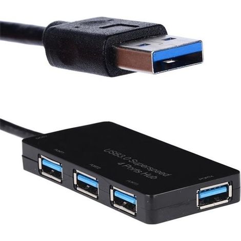 HUB USB 3.0 - Non spécifié - 4 ports - Super haute vitesse 5 Gbps - Compatible Windows et Mac - Noir-Ywey (1/4)