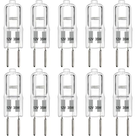 Pack of 10 GY6.35 35W 12V Dimmable Warm White 2700K Halogen Bulbs for Chandeliers and Landscape Lighting (1/5)