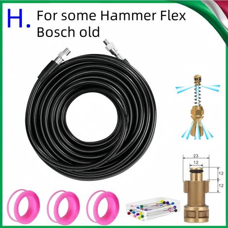 (Style H-20m) Tuyau de nettoyage de canalisations haute pression 5800 PSI, kit d'outils de dragage et de nettoyage de conduites d'égout, buse de nettoyage des eaux usées, pour nettoyeur haute pression (1/5)