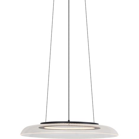 QAZQA Diseño Lámpara colgante de diseño negra y transparente con atenuación de 3 pasos - Scacrylic Plástico /Acero /Aluminio Redonda Incluye LED Max. 1 x 23 Watt