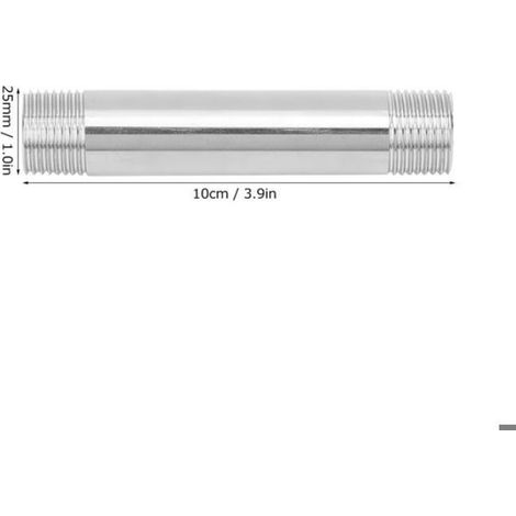 2 pièces en acier inoxydable diamètre égal tuyau fileté mamelon connecteur plomberie raccordsG3/4 filetage mle tige (1/4)