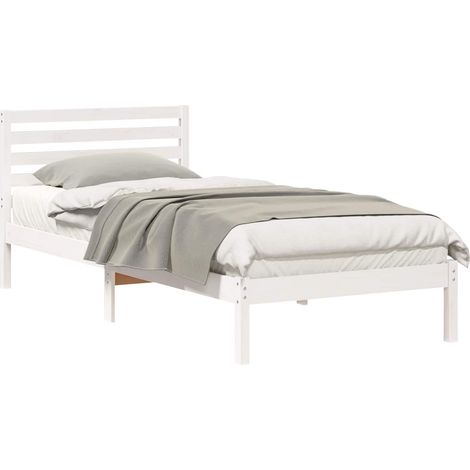 Maison Exclusive - Cadre de lit avec tête de lit Blanc 100 x 220 cm Pin massif (1/5)