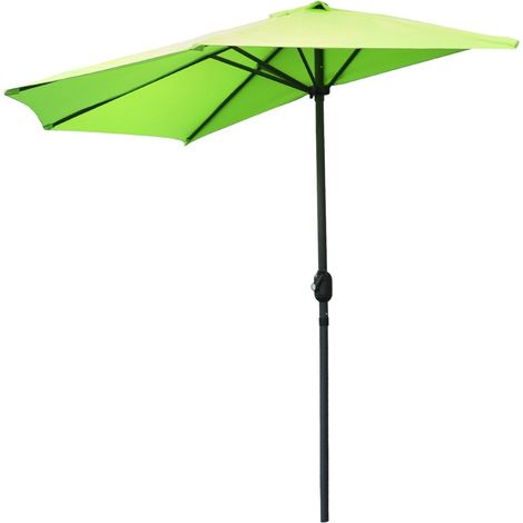 Demi-parasol mural vert anis – 270x135x230cm – Aluminium – Toile polyester 180g/m² – Manivelle