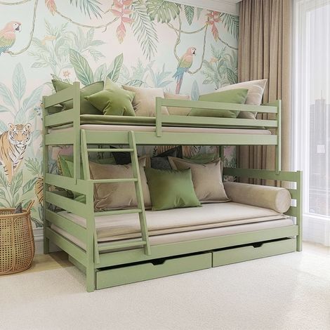 Etagenbett 90-120x200 inkl. Lattenroste und Schubladen Leo Olive