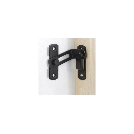 Grand loquet de porte à angle droit de 90 degrés, boulon de verrouillage incurvé pour porte et fenêtre, boulon de tige de verrouillage coulissant, sans perçage ni installation de vis – Noir (1/5)