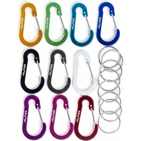 Lot de 10 Mousqueton, Alliage d'aluminium, Acier inoxydable, Porte-clés, Camping Randonnée (1/5)