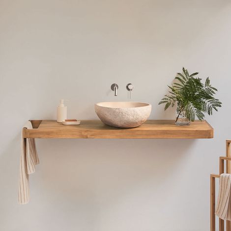SKLUM Hängendes Badezimmermöbel-Set 130x45 cm aus Teakholz Neill                                   