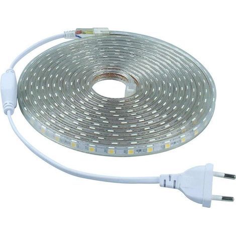 Bande LED SMD5050 60 LED/m 220 V IP65 étanche avec douille LED de 5 m (1/5)