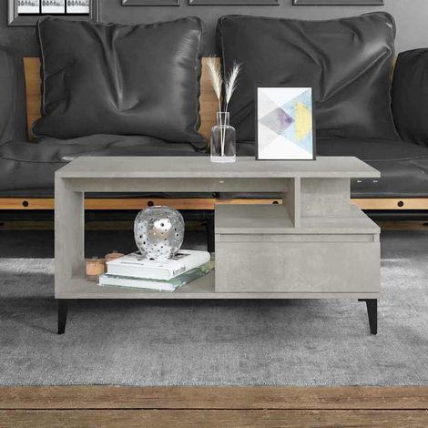 Table basse Gris béton 90x49x45 cm Bois d'ingénierie (1/5)