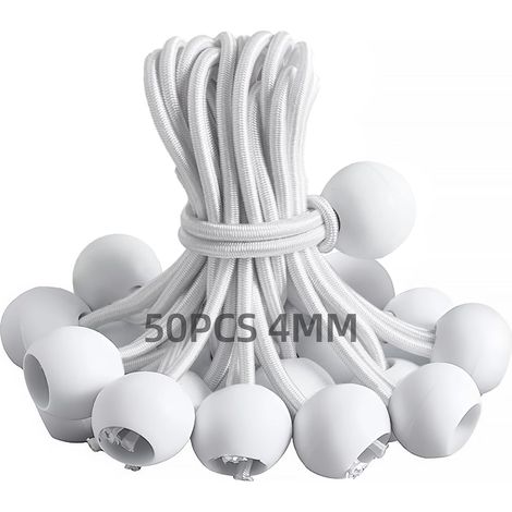 50 Pièces Tendeur Elastique, 150mm Flexible Tendeur Bache Sandow Elastique, Tendeur Elastique Boule pour Bache, Tentes, Camping, Bannières (1/5)