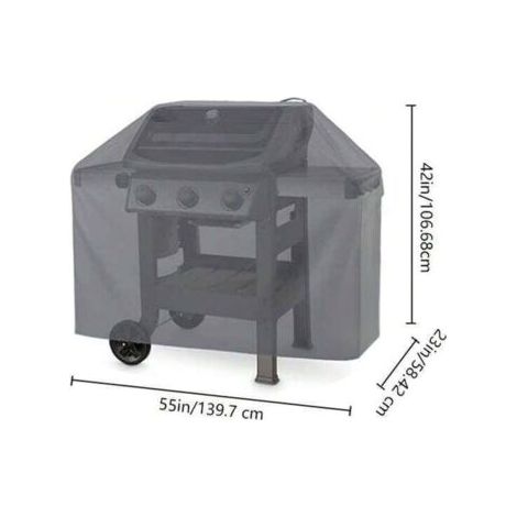 Housse Barbecue imperméable 139,7x59x107cm 600D Tissu Oxford Bâche Barbecue Gaz Gris 100% Imperméable Housse de Protection pour BBQ,  Anti-UV et Vent , ne se décolore Pas en 2 Ans