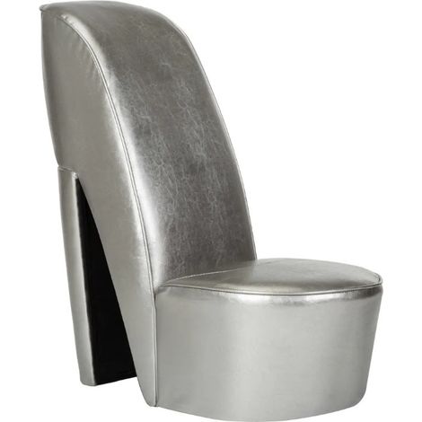 Fauteuil simili cuir argenté Fashionly (1/5)